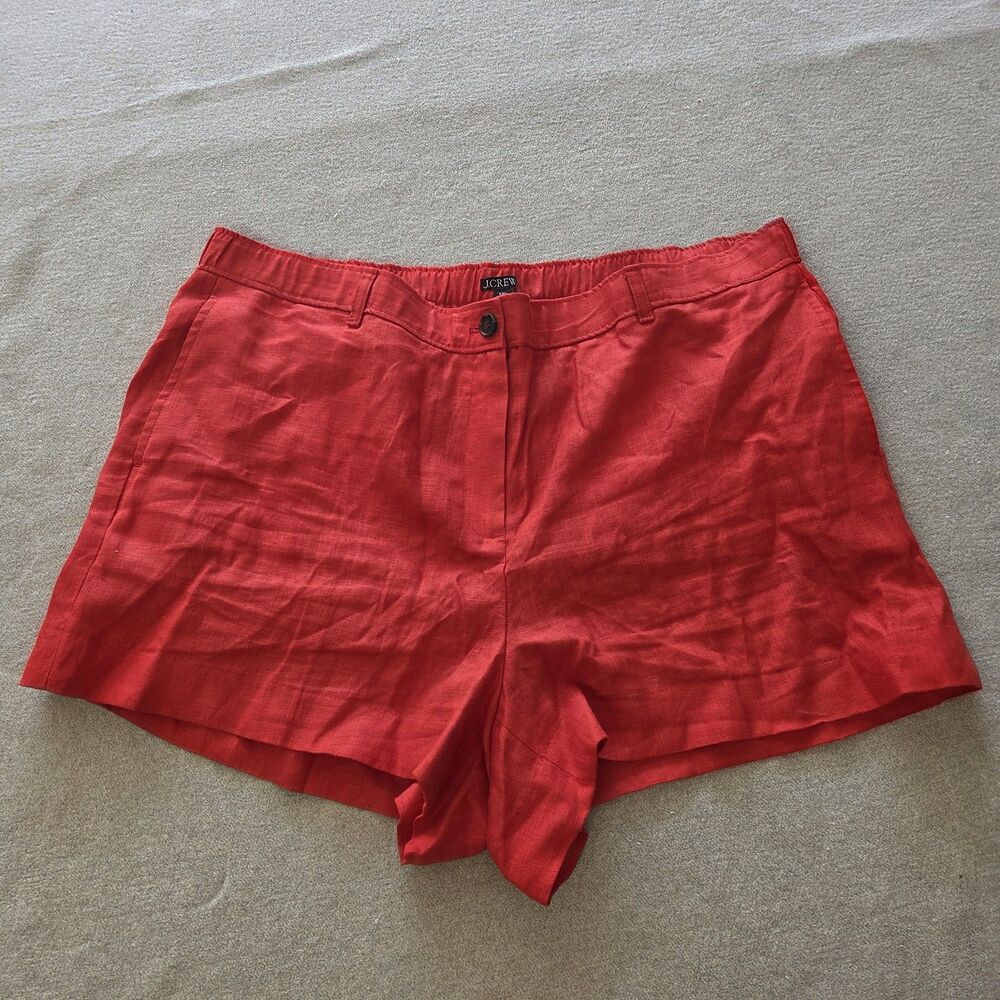 J Crew Red Linen Shorts Womens Size XXL